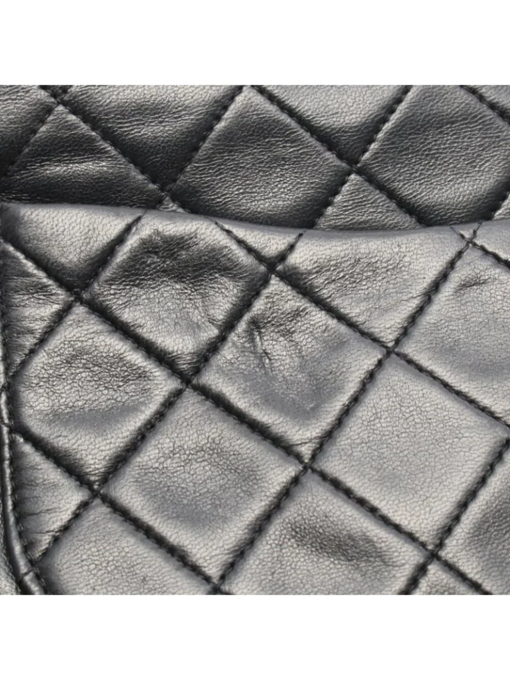 Chanel Shoulder Bag Quilted Double Flap Black Lambskin Chain